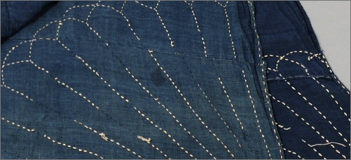 Sashiko Furoshiki With Chrysanthemum Motif